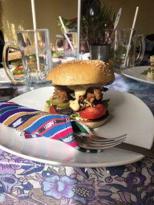 Bacon cheeseburger  at Salud Para Vida in San Pedro La Laguna