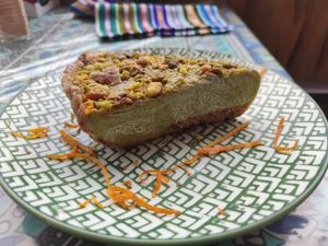 Pistachio orange cake (unfortunately frozen) at Salud Para Vida in San Pedro La Laguna