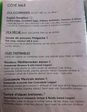 Menu at Couleur Café in Saint-malo