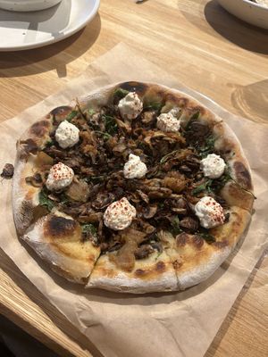 Mushroom pizza w/ vegan ricotta   at True Food Kitchen in Garden City