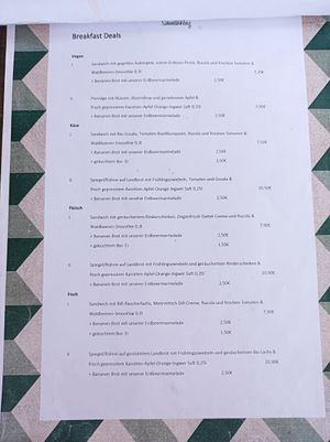 Menu food at Café Schwesterherz in Cologne