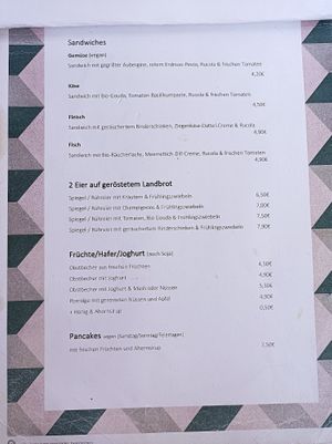 Menu food at Café Schwesterherz in Cologne