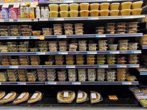 The deli section by the cafe has numerous vegan options all clearly marked. at The Wedge Community Food Co-op in Minneapolis