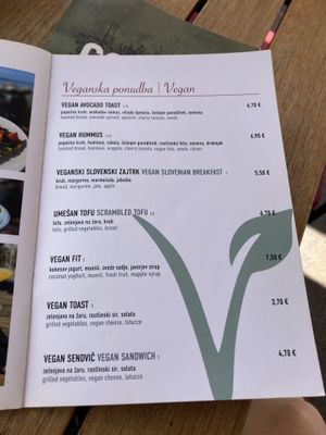 Vegan options - menu 2023  at Cafinho in Piran