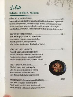 Salad options at Cafinho in Piran