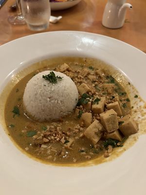 Indian curry with tofu  at Red Ginger in Traverse City