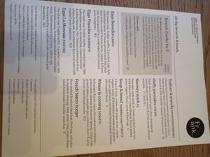 The menu at Frank. in Brussels