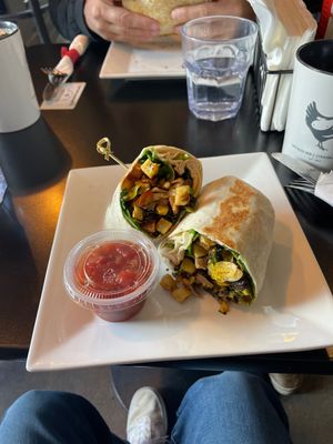 Vegan breakfast burrito  at Speckled Hen Coffee in Strasburg