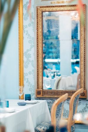 Baroque "chic" style interior design at Pizza Massilia in Bangkok