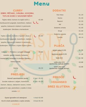 marked vegan options at Tasty Corner in Ljubljana