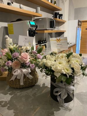 So many flowers at Level Up Board Game Cafe in Seminyak