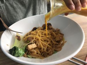 The pasta Thai with a slight spicy sauce    at Street & Soul in Toledo