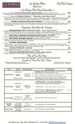 gourmet.  vegetarian and plant based. only. at Sonoma Wine Shop - La Bodega in Sebastopol