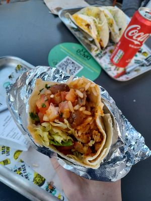 Chili sin carne burrito at Donki in Brussels
