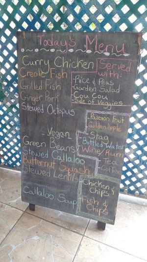 Menu at Patrick's in St Georges