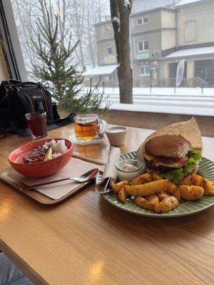 Red curry and vegan burger  at Las in Zakopane
