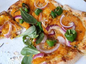 vegan pizzetta at Café Bosch in Arnhem