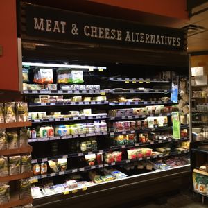 meat and cheese alternatives case at Whole Foods Market in Minneapolis