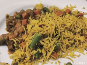 Vegan Balti and vegetables rice at Dawat in Tavira