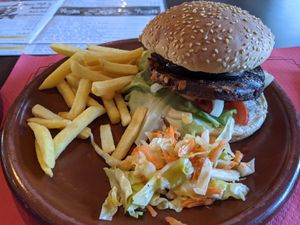 Seitan burger at The World Family in Finisterre