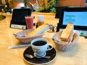 Morning set (bread, coffee) at KOMEDA is in Tokyo