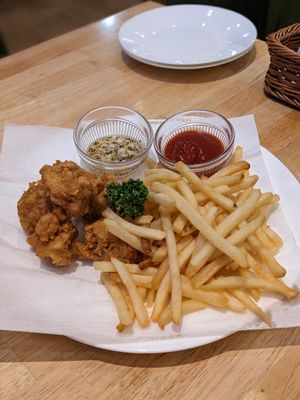 Karaage and fries at KOMEDA is in Tokyo