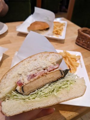 Tartar Wasabi Burger (like a fish burger) at KOMEDA is in Tokyo