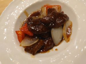 sweet and sour soy meat  at KOMEDA is in Tokyo