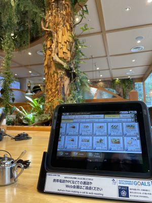 Digital menu and decorations   at KOMEDA is in Tokyo