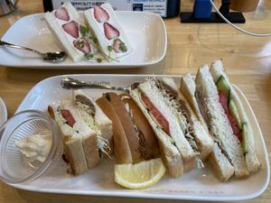 Soy meat lemon sandwich and a fruit sandwich   at KOMEDA is in Tokyo