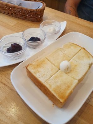 Toast with soy butter and jam at KOMEDA is in Tokyo