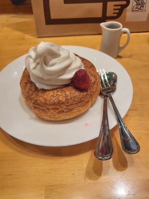 Shiro noir with almond soft serve at KOMEDA is in Tokyo