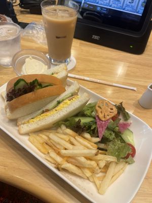 “Mixed” sandwich - not quite sure what was in it 😅  at KOMEDA is in Tokyo