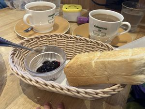 Toast /w jelly and a large cafe au lait  at KOMEDA is in Tokyo