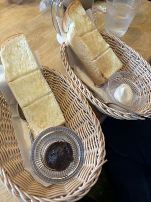 free toast we got with ordering our drinks!  at KOMEDA is in Tokyo