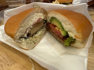 Tartar Wasabi (half/left) AvoTeri (half/right) at KOMEDA is in Tokyo