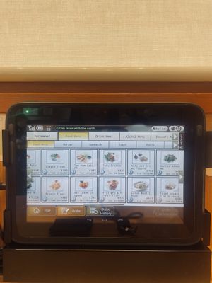 Menu in various languages   at KOMEDA is in Tokyo