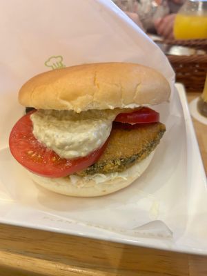 Tartar wasabi burger  at KOMEDA is in Tokyo