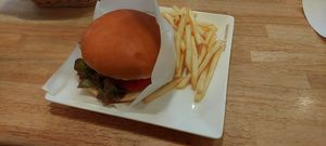 Curry burger with french fries at KOMEDA is in Tokyo