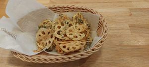 Lotus root fries. Umami... delicious 😋 at KOMEDA is in Tokyo