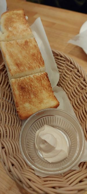 Half toast with soy cream cheese at KOMEDA is in Tokyo