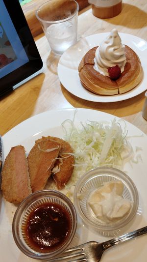 Pork cutlets and pastry with ice cream at KOMEDA is in Tokyo
