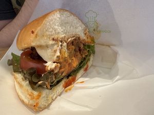 Spicy burger  at KOMEDA is in Tokyo