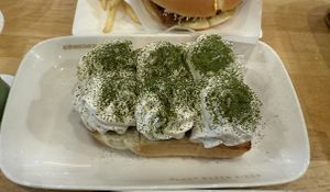 Toast with  red bean paste and Vegan whipped cream   at KOMEDA is in Tokyo