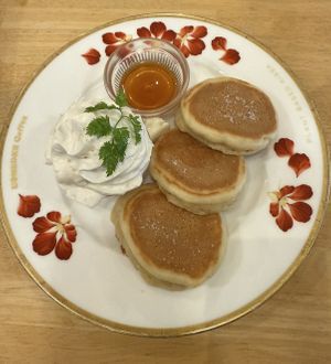 pancake with maple syrup   at KOMEDA is in Tokyo