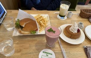 Strawberry and Amazake smoothie, and Shiro Noir with whipped cream (Right)   at KOMEDA is in Tokyo