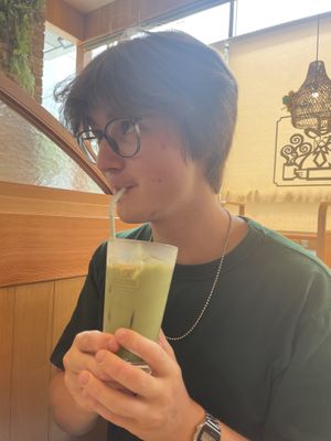 Iced matcha latte  at KOMEDA is in Tokyo