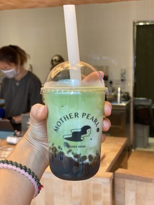 Moringa tapioca, matcha, black sesame at Mother Pearl 圓貝 in Hong Kong Island