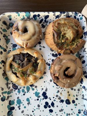 maple bun, cinnamon roll, pesto roll, and provence gallete   at Wholesome Bakery in San Francisco