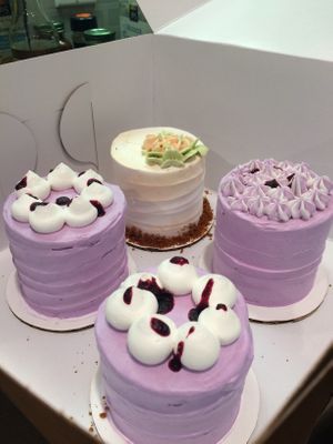 Blueberry chocolate and pumpkin baby cakes at Wholesome Bakery in San Francisco